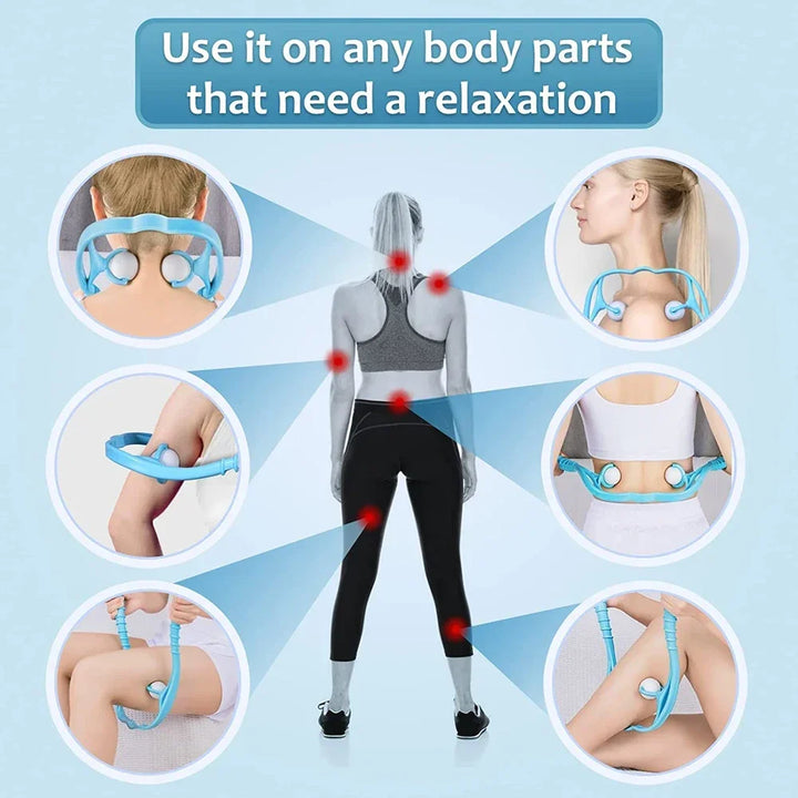 Premium Handheld Neck Massager – Trigger Point Roller for Deep Tissue Pain Relief, Adjustable 360° Massage Balls for Neck,