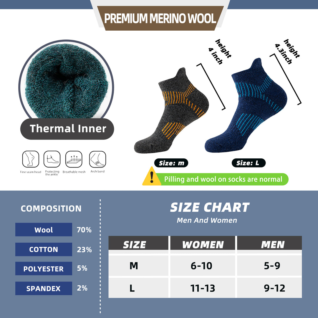 Premium Compression Socks for Men & Women – 6 Pairs Sweat Absorbing Ankle Socks for Hiking, Running, Sports – Low Cut, 