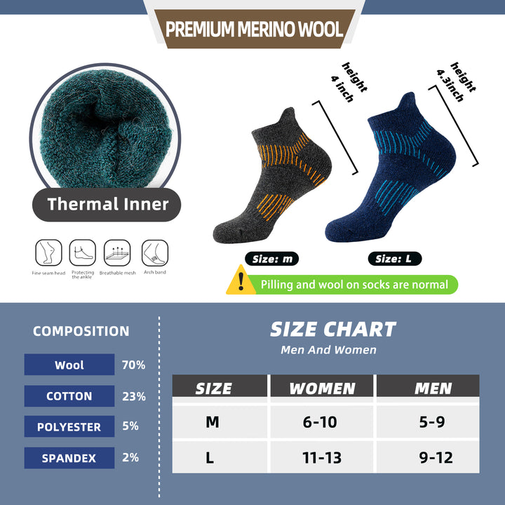 Premium Compression Socks for Men & Women – 6 Pairs Sweat Absorbing Ankle Socks for Hiking, Running, Sports – Low Cut, 