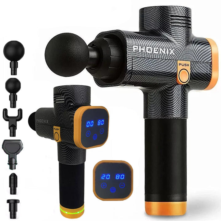 Premium Portable Massage Gun with 24V Deep Tissue Muscle Relief, 3/20 Speed Modes, 6 Interchangeable Heads, Low-Noise Motor 