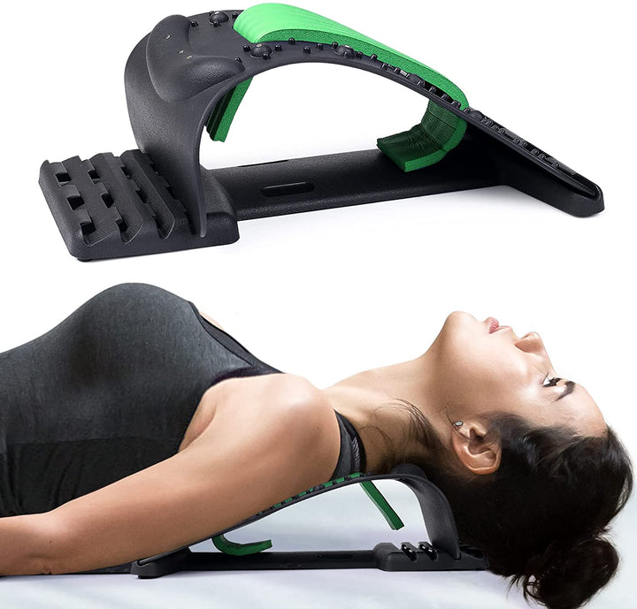 Hochwertiger 4-stufiger Nacken- und Rückenstrecker mit Magnetotherapie - Verstellbare Unterstützung für die Halswirbelsäule zur Schmerzlinderung, Massagegerät für die Lenden- und obere Rückenregion für Zuhause und Büro