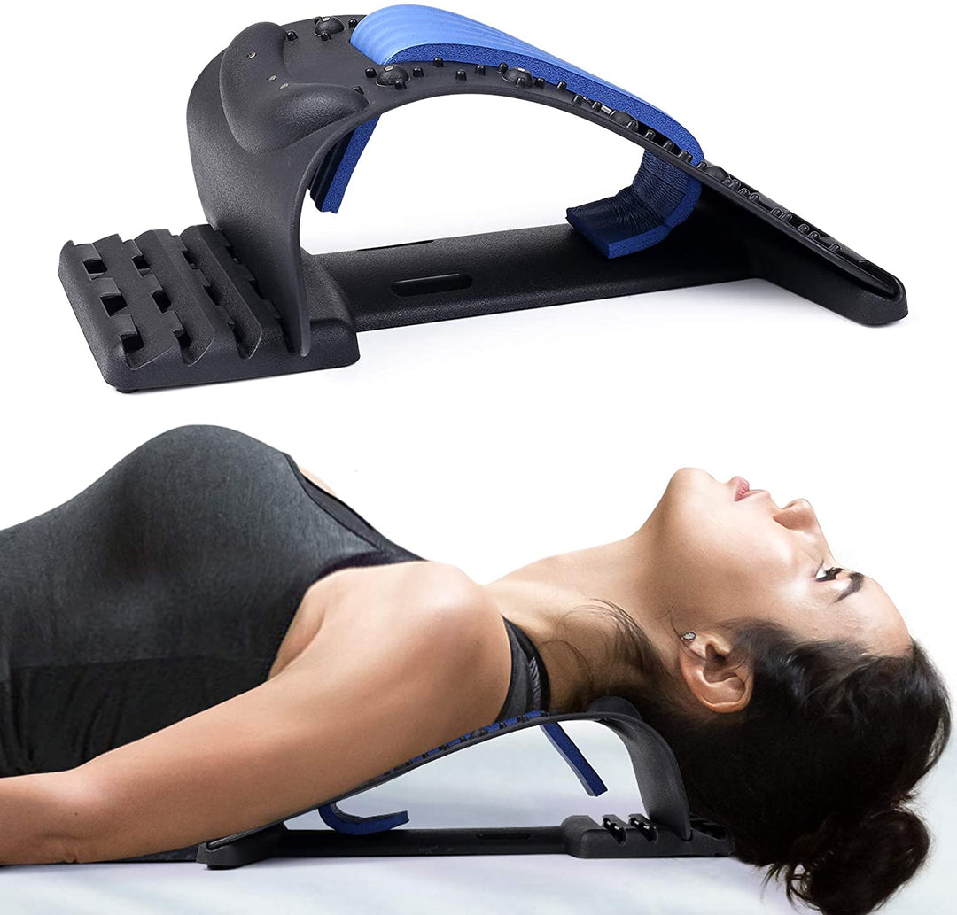 Hochwertiger 4-stufiger Nacken- und Rückenstrecker mit Magnetotherapie - Verstellbare Unterstützung für die Halswirbelsäule zur Schmerzlinderung, Massagegerät für die Lenden- und obere Rückenregion für Zuhause und Büro
