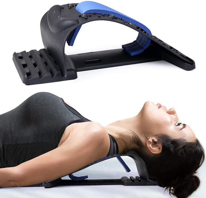 Hochwertiger 4-stufiger Nacken- und Rückenstrecker mit Magnetotherapie - Verstellbare Unterstützung für die Halswirbelsäule zur Schmerzlinderung, Massagegerät für die Lenden- und obere Rückenregion für Zuhause und Büro