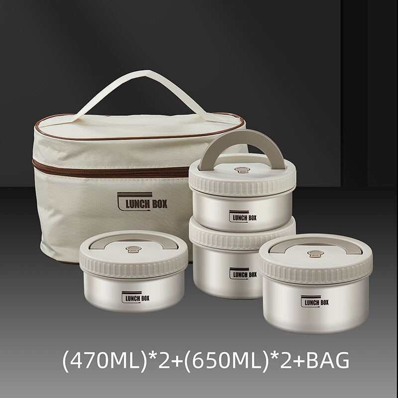 Premium Insulated Lunch Box Set – Portable Stackable Bento Box, Stainless Steel, Thermal Insulation, Keeps Food Warm or Cold,