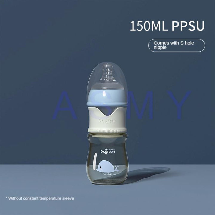Premium Newborn Baby Bottle – PPSU, Wide Mouth, 150ml-300ml, Removable Nipple, Sealed Isolation, Fast Milk Filling, Pink/Blue