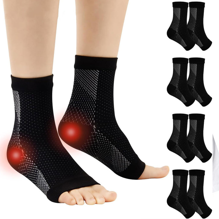 Premium-Kompressionssocken gegen Plantarfasziitis für Frauen und Männer - Fußgewölbe- und Knöchelunterstützung, Linderung von Fersenschmerzen, atmungsaktives Offene-Zehen-Design für Komfort und schnelles Trocknen