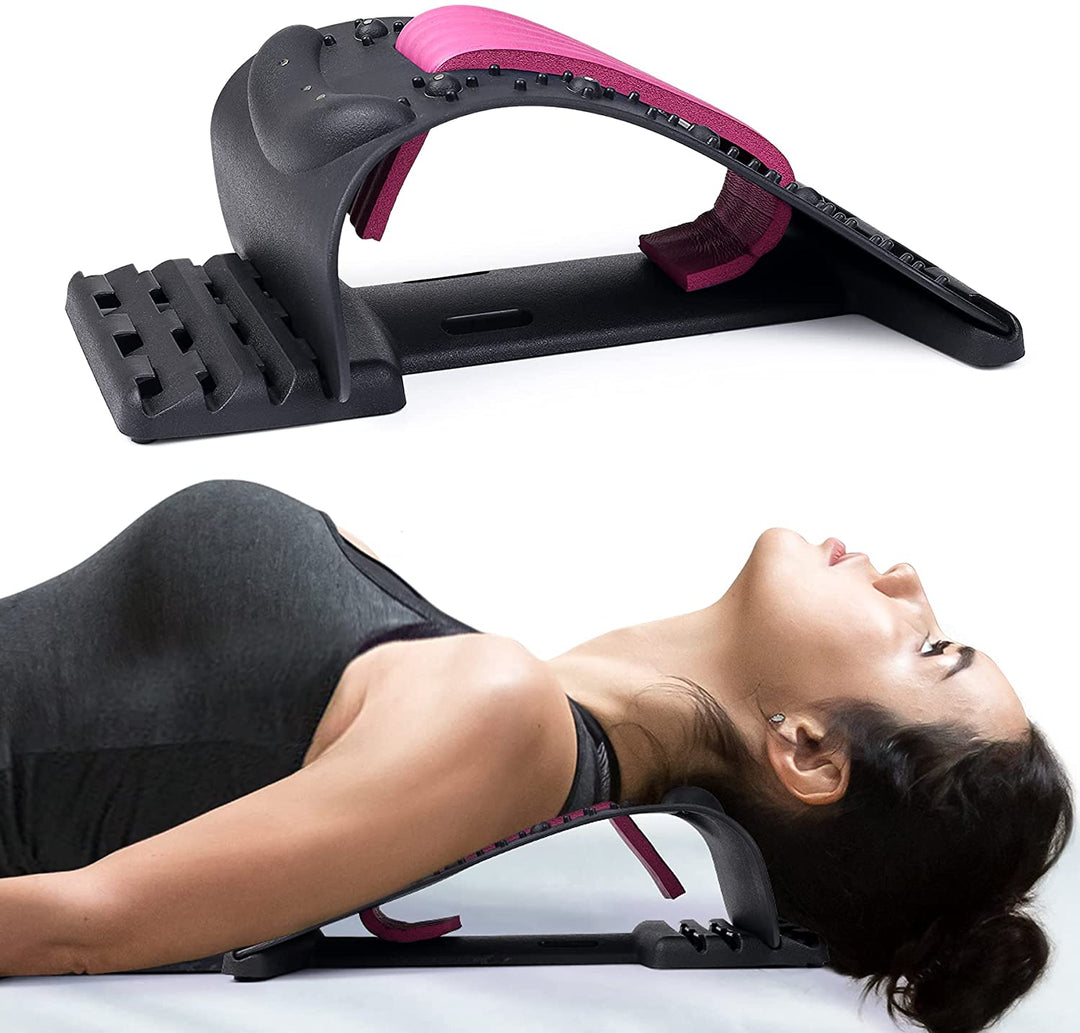 Hochwertiger 4-stufiger Nacken- und Rückenstrecker mit Magnetotherapie - Verstellbare Unterstützung für die Halswirbelsäule zur Schmerzlinderung, Massagegerät für die Lenden- und obere Rückenregion für Zuhause und Büro