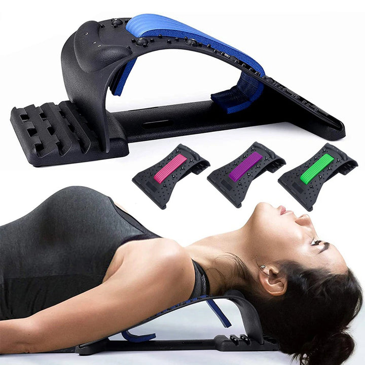 Hochwertiger 4-stufiger Nacken- und Rückenstrecker mit Magnetotherapie - Verstellbare Unterstützung für die Halswirbelsäule zur Schmerzlinderung, Massagegerät für die Lenden- und obere Rückenregion für Zuhause und Büro