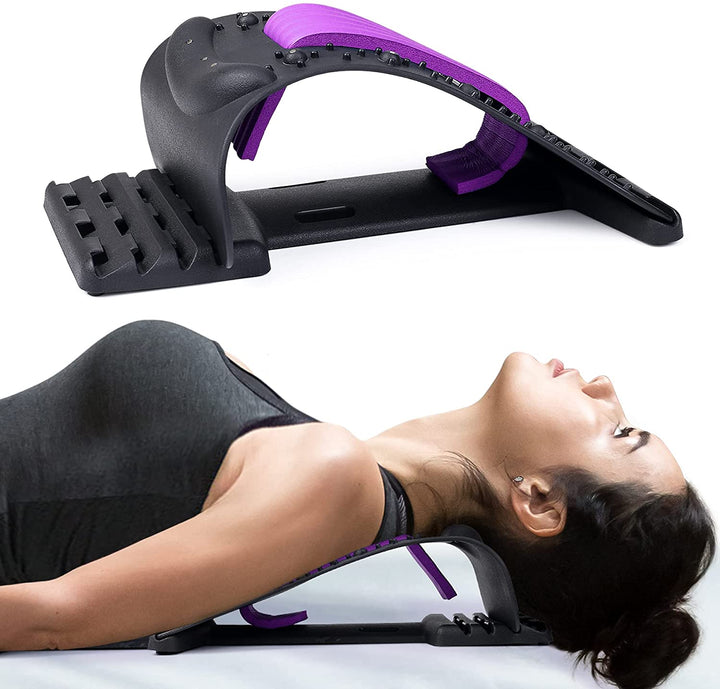 Hochwertiger 4-stufiger Nacken- und Rückenstrecker mit Magnetotherapie - Verstellbare Unterstützung für die Halswirbelsäule zur Schmerzlinderung, Massagegerät für die Lenden- und obere Rückenregion für Zuhause und Büro