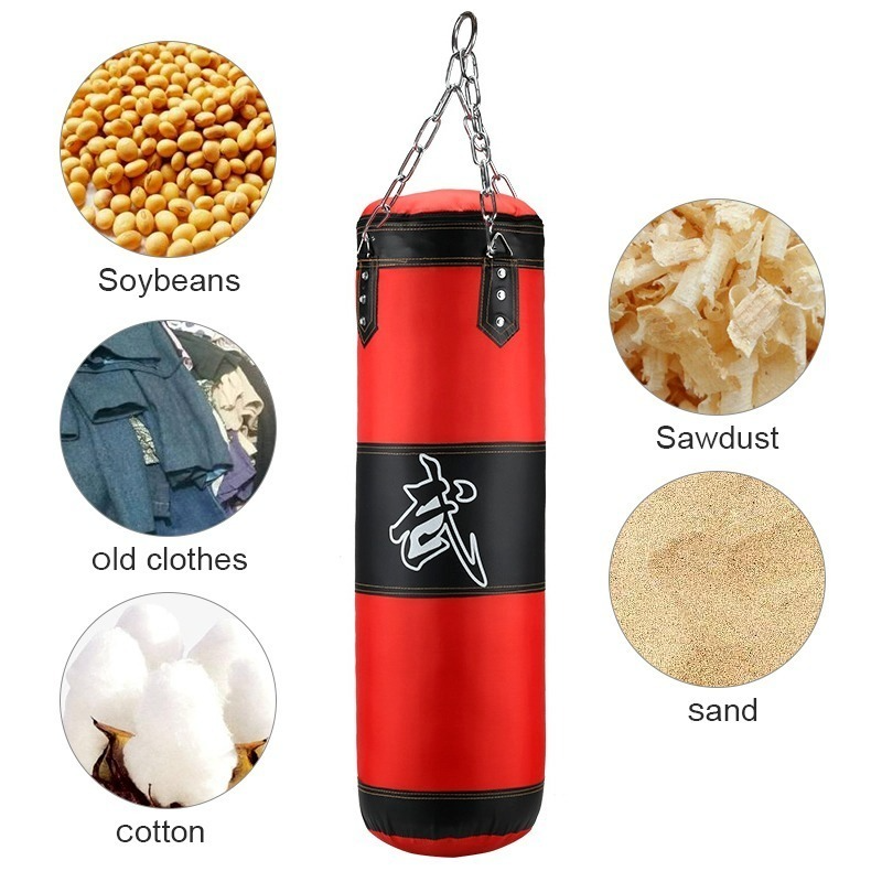 Premium Heavy Punching Sandbag – Durable Boxing Bag with Metal Chain Hook – Kick, Karate, Taekwondo Training – Includes  