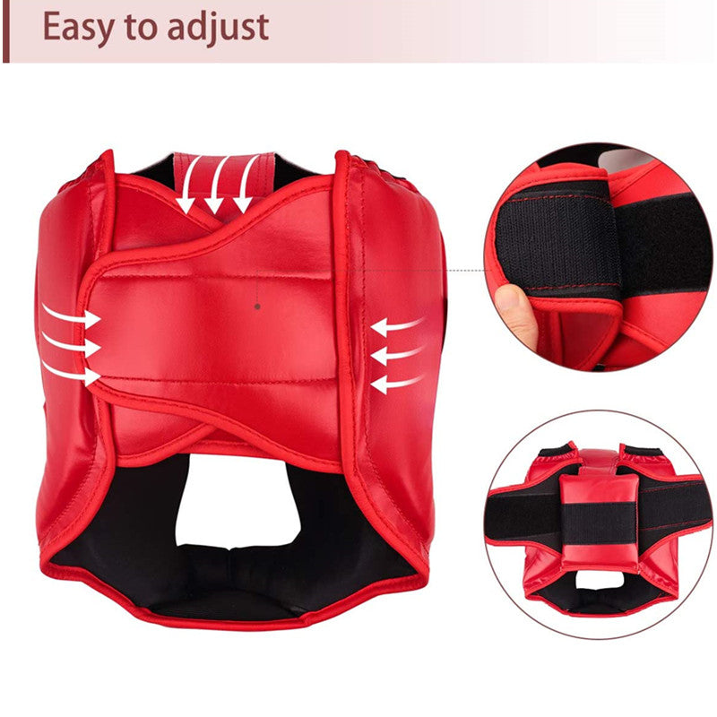 Premium Boxing Headgear for Children & Adults – Karate, Muay Thai, MMA, Sanda Training Safety Helmet, PU Leather, Adjustable