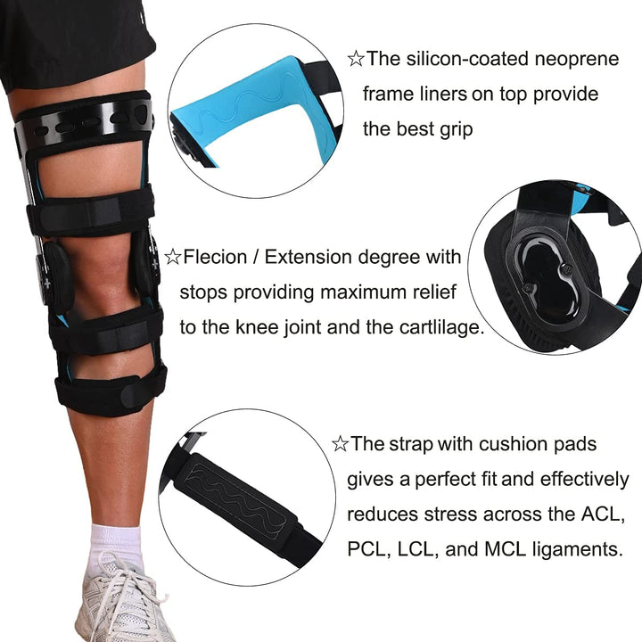 Premium verstellbare Kniebandage für ACL-, Meniskus- und Bänderverletzungen | ROM-Scharnierorthopädische Unterstützung für Männer und Frauen | Optimale Stabilität und Komfort