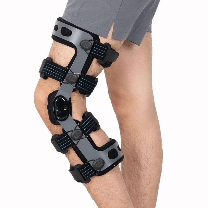 Premium Entlastungs-Kniebandage zur Linderung von Arthritis-Schmerzen, Unterstützung bei Osteoarthritis, verstellbarer ROM-Stabilisator, post-operative Genesung, Einheitsgröße, FDA-registriert