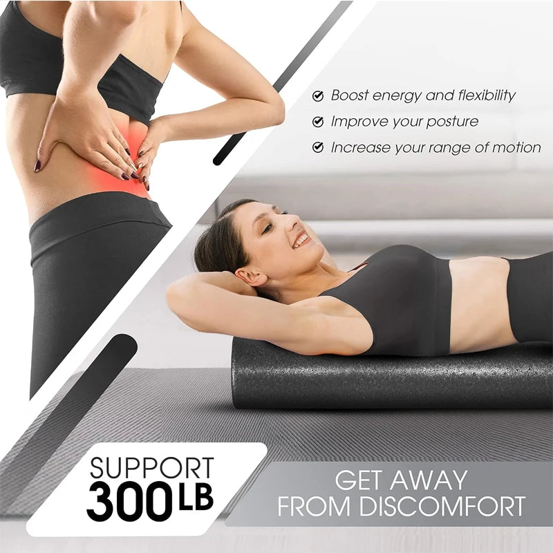 Premium High-Density Foam Roller for Back Stretching, Yoga, Pilates & Muscle Recovery, Firm Full-Body Athletic Massage Tool