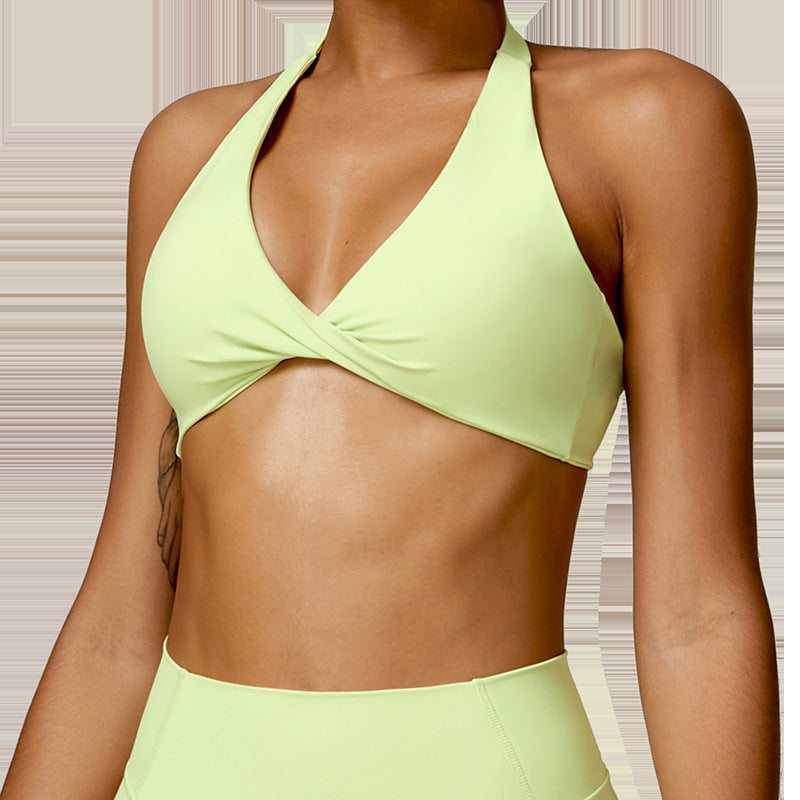 Premium High Support Sports Yoga Bra – Sexy Halter Straps, Push-Up Padded Bralette for Running, Gym & Fitness – Impact