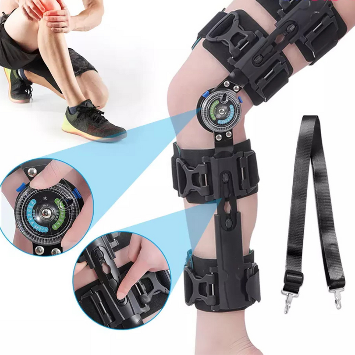 Premium Entlastungs-Kniebandage zur Linderung von Arthritis-Schmerzen, Unterstützung bei Osteoarthritis, verstellbarer ROM-Stabilisator, post-operative Genesung, Einheitsgröße, FDA-registriert