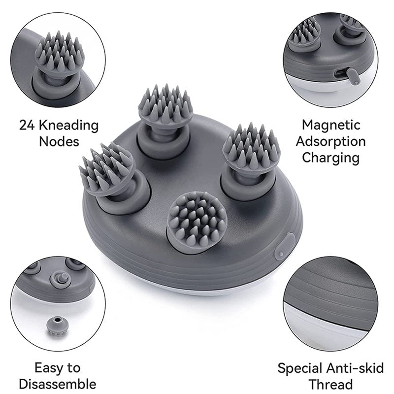 Premium Rechargeable Electric Scalp Massager for Hair Growth, Stress Relief & Headache Relief – Waterproof Handheld Massager