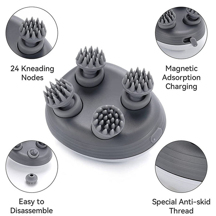 Premium Rechargeable Electric Scalp Massager for Hair Growth, Stress Relief & Headache Relief – Waterproof Handheld Massager