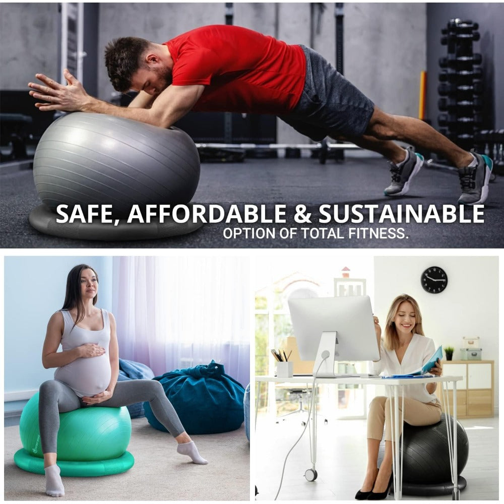 Premium Half Balance Ball – Yoga Balance Trainer for Core Stability & Full Body Workout – Includes Resistance Bands – Home or