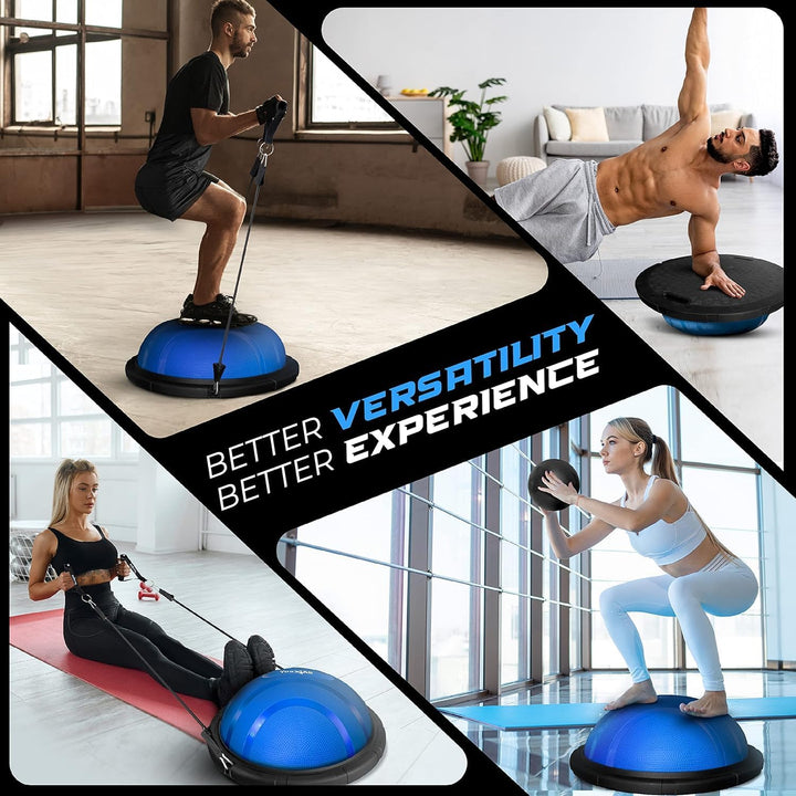 Premium Half Balance Ball – Yoga Balance Trainer for Core Stability & Full Body Workout – Includes Resistance Bands – Home or