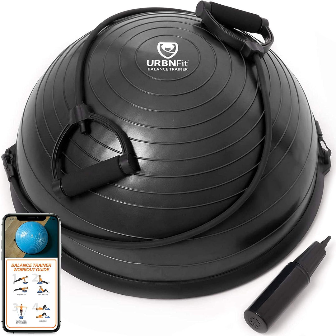 Premium Half Balance Ball – Yoga Balance Trainer for Core Stability & Full Body Workout – Includes Resistance Bands – Home or