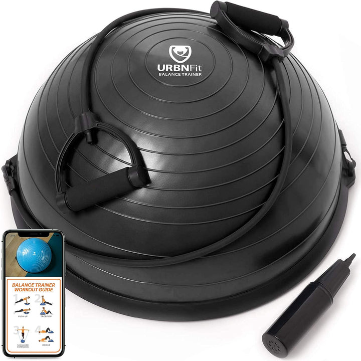 Premium Half Balance Ball – Yoga Balance Trainer for Core Stability & Full Body Workout – Includes Resistance Bands – Home or