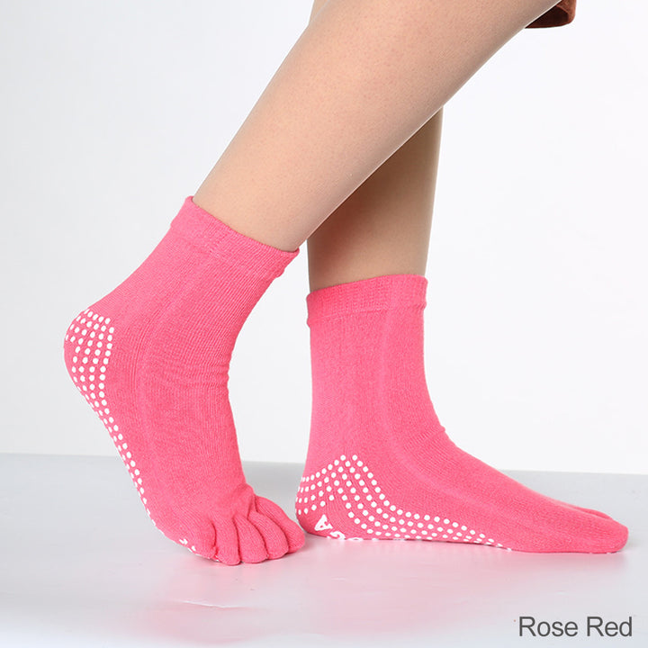 Premium Non-Slip Five-Toe Yoga Socks for Women – Colorful, Breathable, Cotton Dance & Sports Socks with Anti-Slip Grip