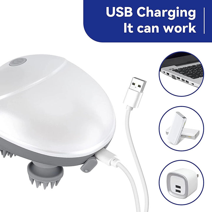 Premium Rechargeable Electric Scalp Massager for Hair Growth, Stress Relief & Headache Relief – Waterproof Handheld Massager