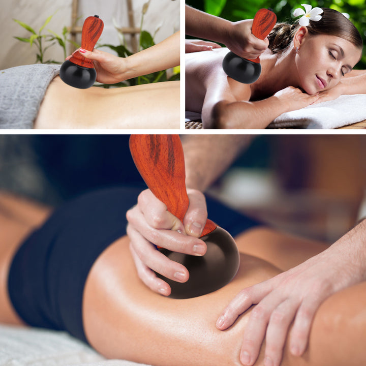 Premium Hot Stone Electric Gua Sha Massager for Skin Lift & Muscle Relaxation – Natural Bianstone, 5 Temperature Settings, 
