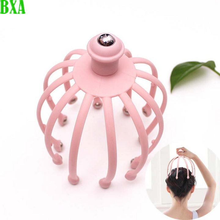 Premium Head Massager - Octopus Scalp Scratcher with Stainless Steel Tentacles for Deep Tissue Relaxation, Acupoint
