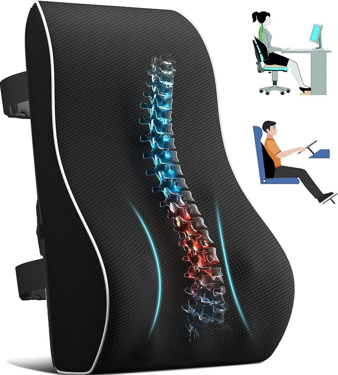 Premium Memory Foam Car Seat Cushion – Non-Slip Support for Office & Gaming Chairs, Soft Lumbar & Waist Comfort