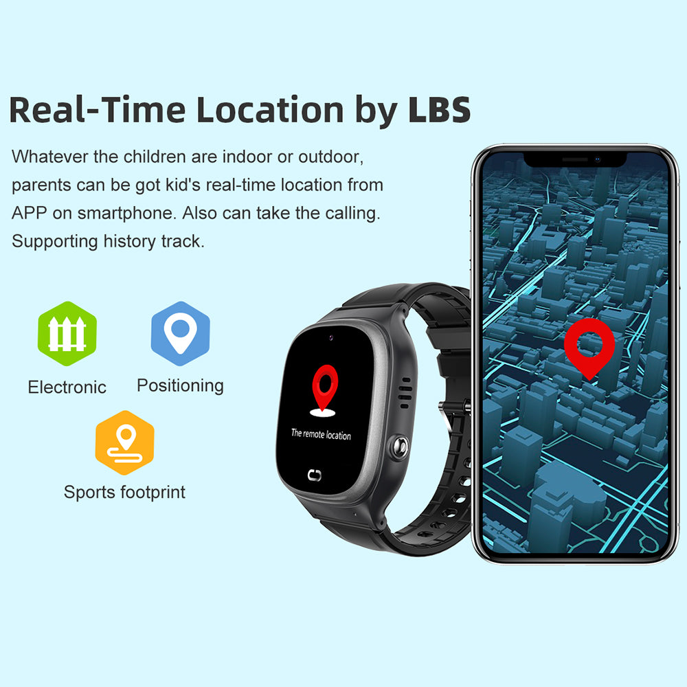 Premium Kids Smart Watch Phone – 2G GSM, LBS Location, SOS, Voice Chat, Camera, Flashlight, Alarm, Silicone Strap,