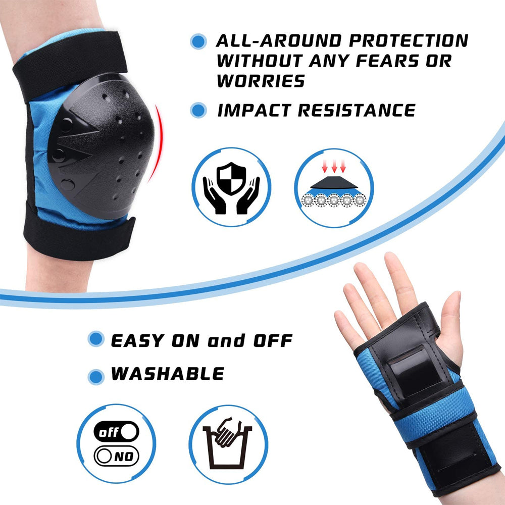 Premium Protective Gear Set for Kids & Adults – Knee Pads, Elbow Pads, Wrist Guards for Skateboarding, Roller Skating, 