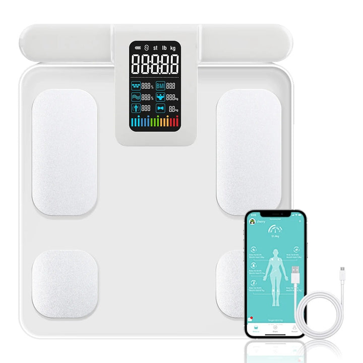 Premium Smart Körperzusammensetzungswaage – 8 Elektroden Bioimpedanz Digitale Waage, verfolgt Körperfett, Wasser, Muskelmasse, BMI und mehr, genaue Messungen zur Gesundheitsüberwachung