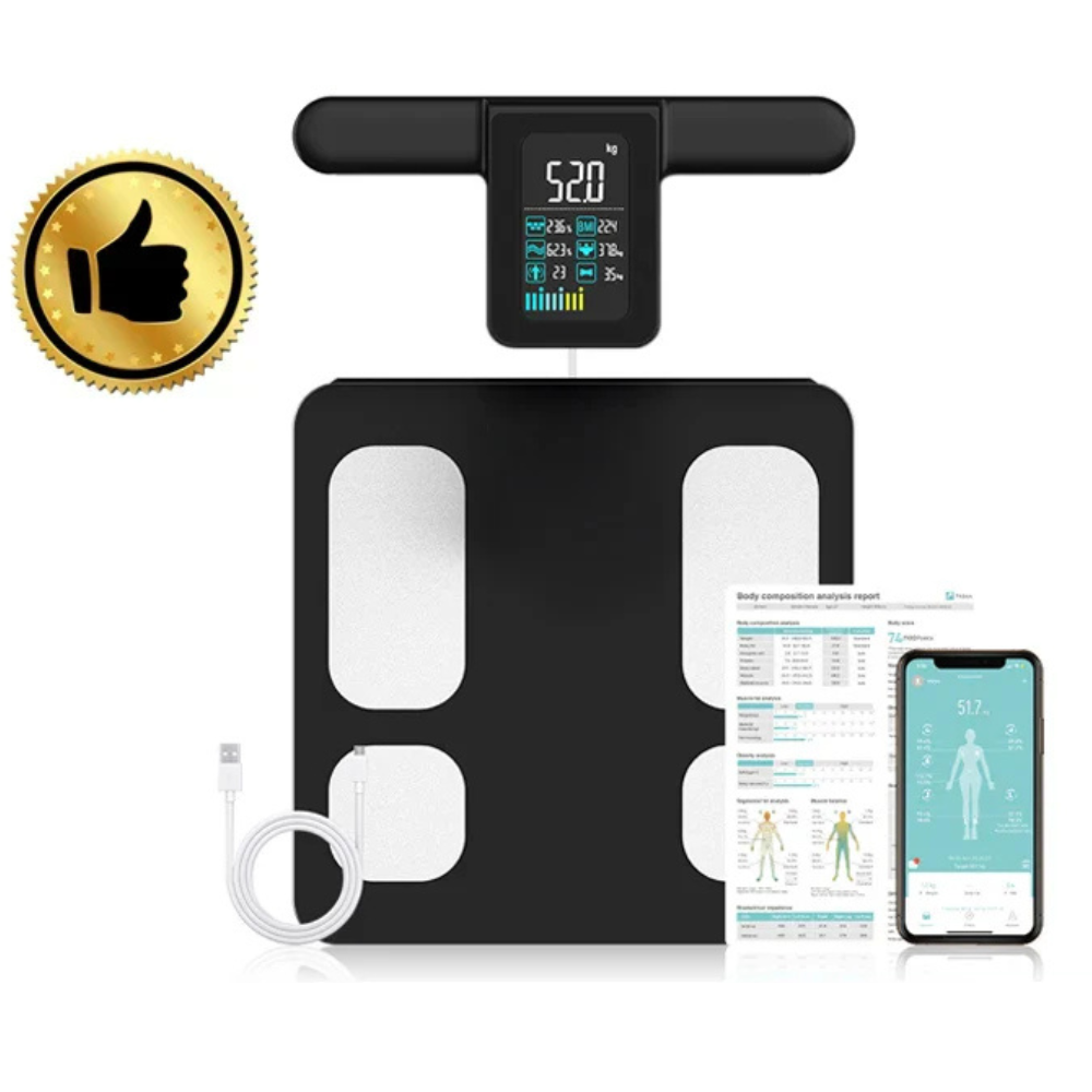 Premium Smart Körperzusammensetzungswaage – 8 Elektroden Bioimpedanz Digitale Waage, verfolgt Körperfett, Wasser, Muskelmasse, BMI und mehr, genaue Messungen zur Gesundheitsüberwachung