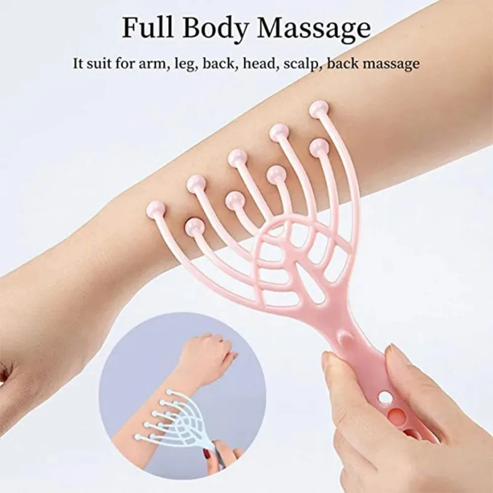 Premium Nine-Claw Head Massager - 360° Rotating Massage Beads, Handheld Steel Ball Design for Scalp & Neck Relaxation, Stress