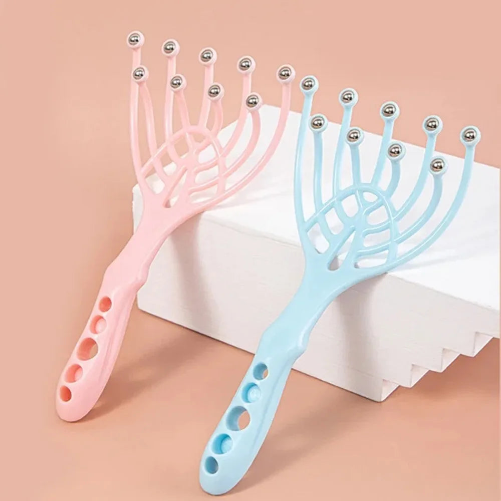 Premium Nine-Claw Head Massager - 360° Rotating Massage Beads, Handheld Steel Ball Design for Scalp & Neck Relaxation, Stress