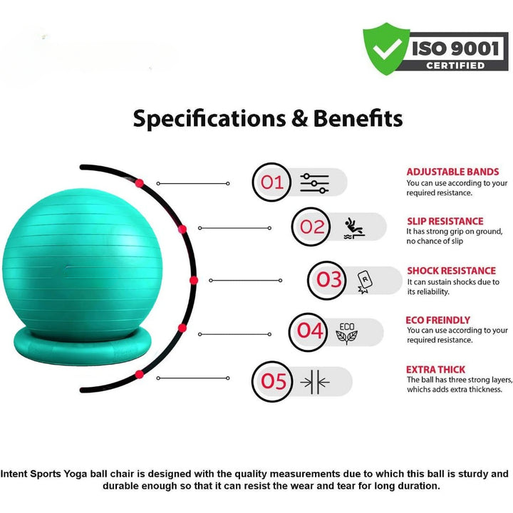 Premium Half Balance Ball – Yoga Balance Trainer for Core Stability & Full Body Workout – Includes Resistance Bands – Home or