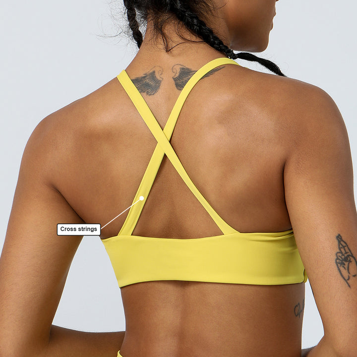 Premium High Support Sports Yoga Bra – Sexy Halter Straps, Push-Up Padded Bralette for Running, Gym & Fitness – Impact