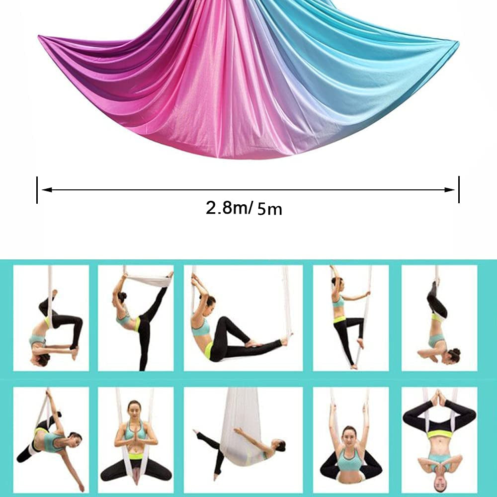 Premium Aerial Silks Yoga Hammock – Gradient Color Anti-Gravity Swing for Flying Yoga, Low Stretch Fabric, Available in 4-7M