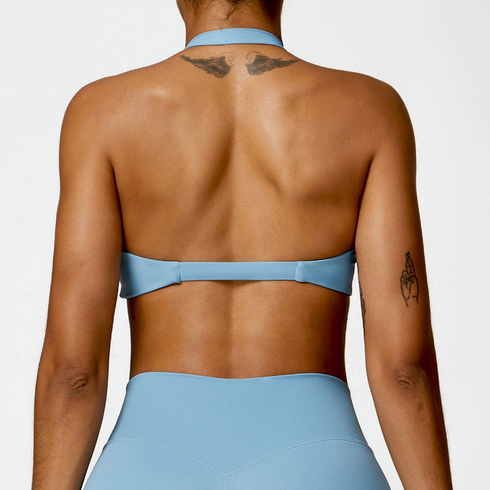Premium High Support Sports Yoga Bra – Sexy Halter Straps, Push-Up Padded Bralette for Running, Gym & Fitness – Impact