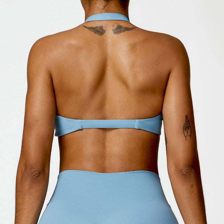 Premium High Support Sports Yoga Bra – Sexy Halter Straps, Push-Up Padded Bralette for Running, Gym & Fitness – Impact