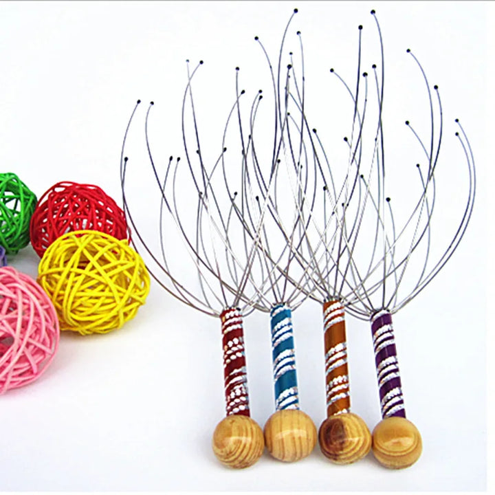 Premium Head Massager - Octopus Scalp Scratcher with Stainless Steel Tentacles for Deep Tissue Relaxation, Acupoint